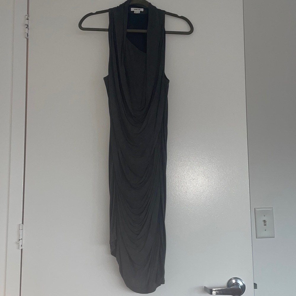 Grey Asymmetrical Neckline Dress